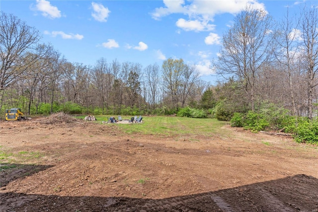 view of yard with a view of trees