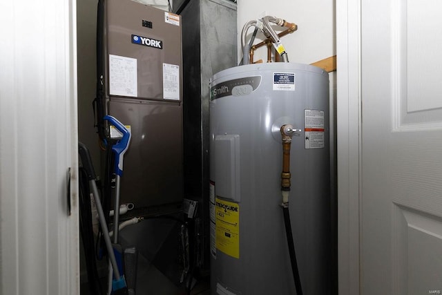 utility room featuring electric water heater