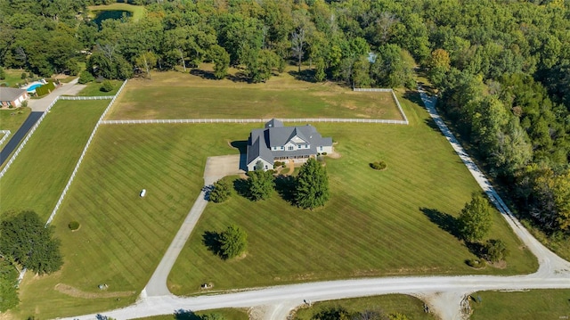drone / aerial view with a forest view