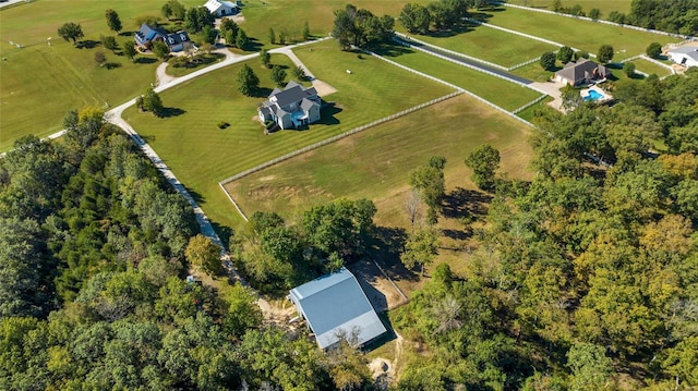 drone / aerial view with a rural view