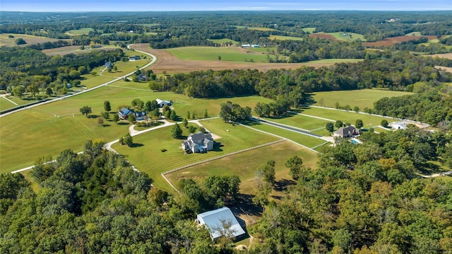 drone / aerial view with a rural view
