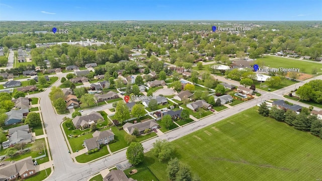 drone / aerial view with a residential view