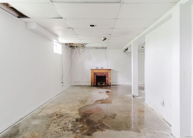 basement with a drop ceiling