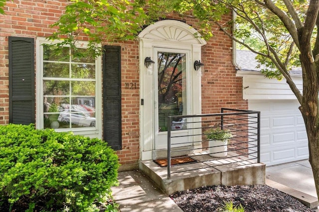 exterior space with a garage