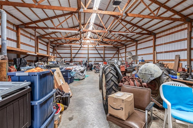 garage with metal wall