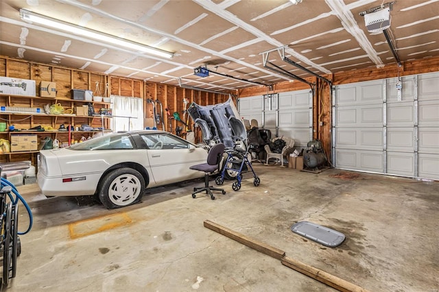 garage with a garage door opener
