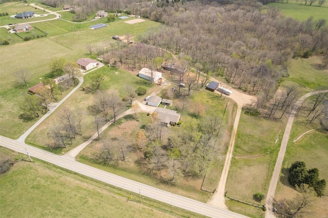 drone / aerial view with a rural view