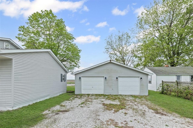 view of detached garage