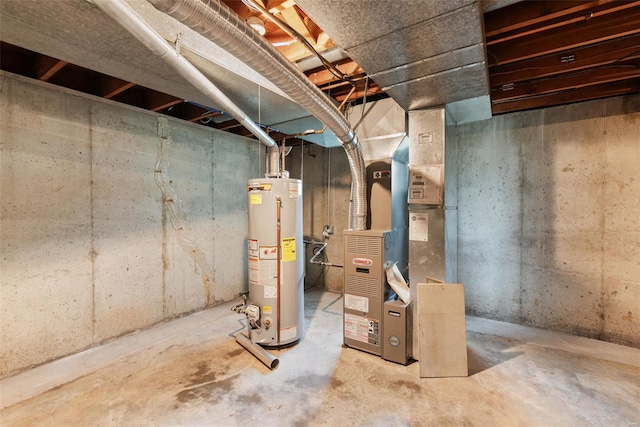 unfinished basement with water heater