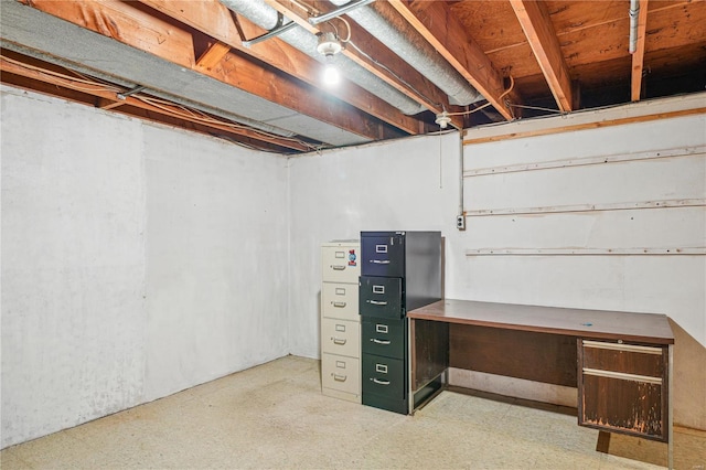 view of unfinished basement