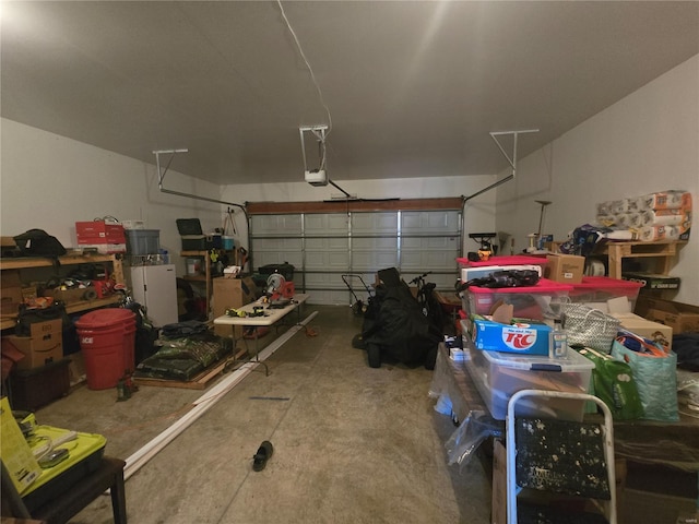 garage with a garage door opener