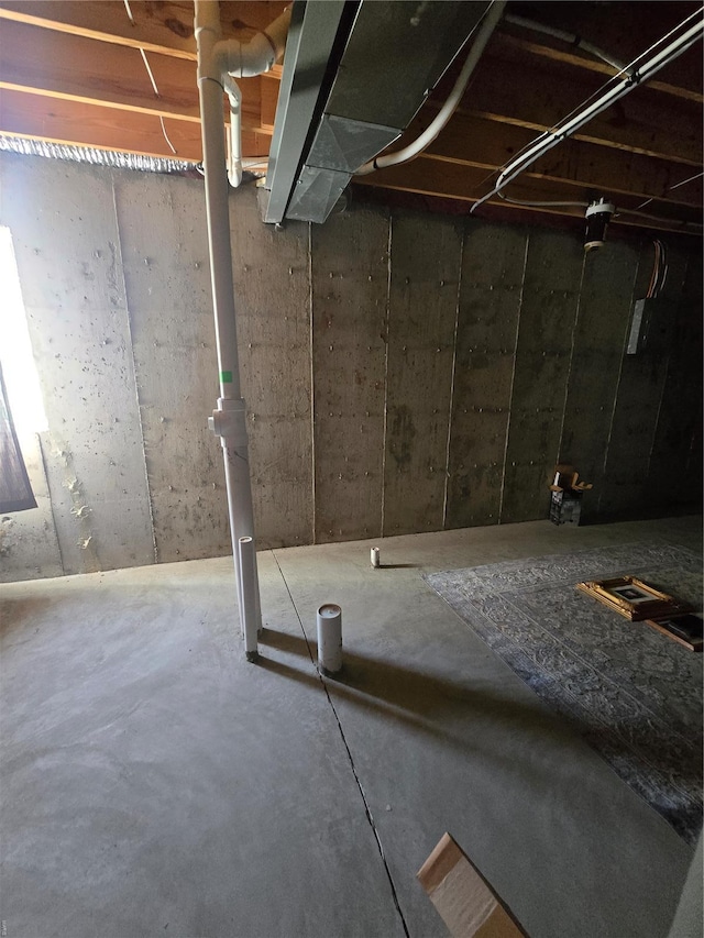 view of unfinished below grade area