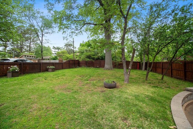 view of yard featuring a fenced backyard