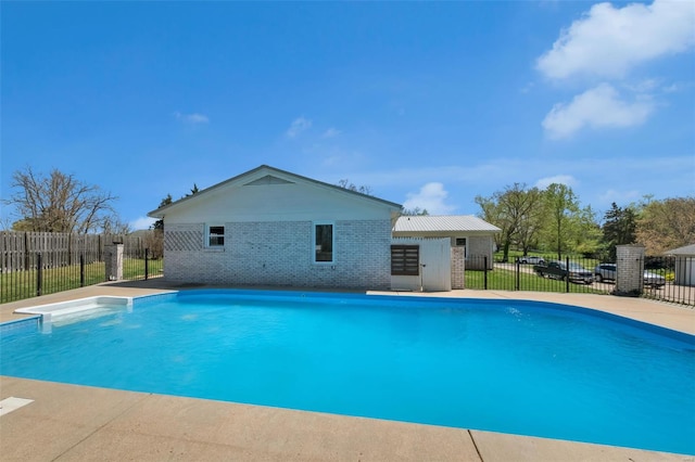 view of pool featuring fence and a fenced in pool