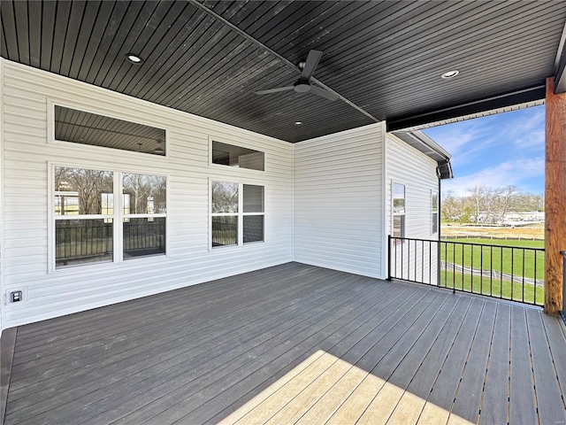 deck featuring ceiling fan