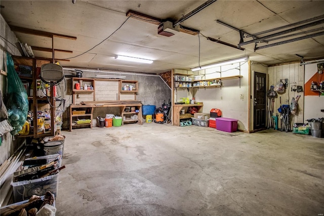 garage with a garage door opener