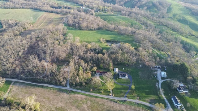 drone / aerial view with a rural view