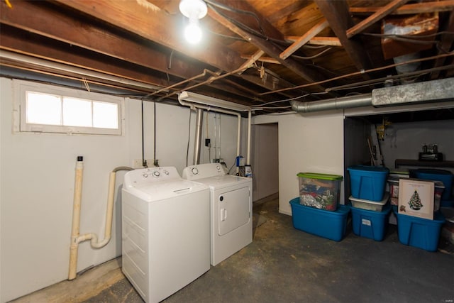 basement with independent washer and dryer