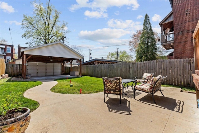 view of patio featuring a fenced backyard