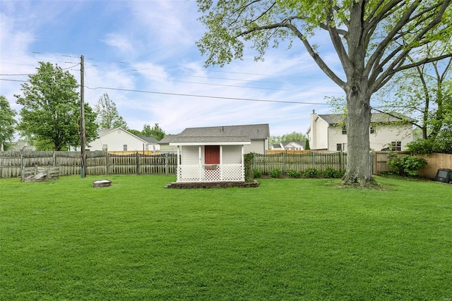 view of yard featuring a fenced backyard
