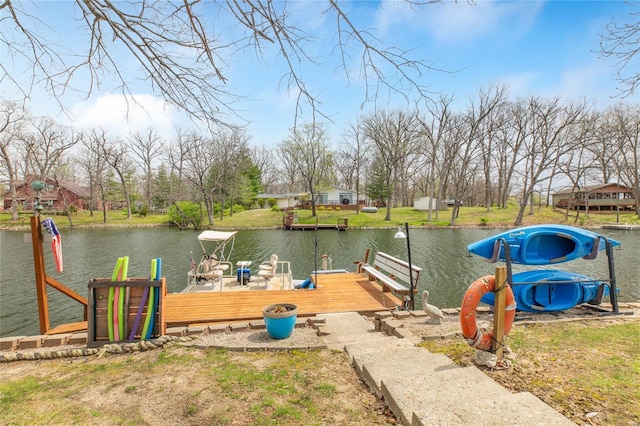 dock area featuring a water view