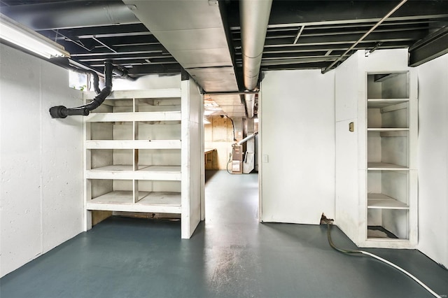 view of unfinished basement
