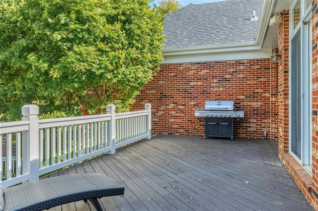 deck featuring area for grilling