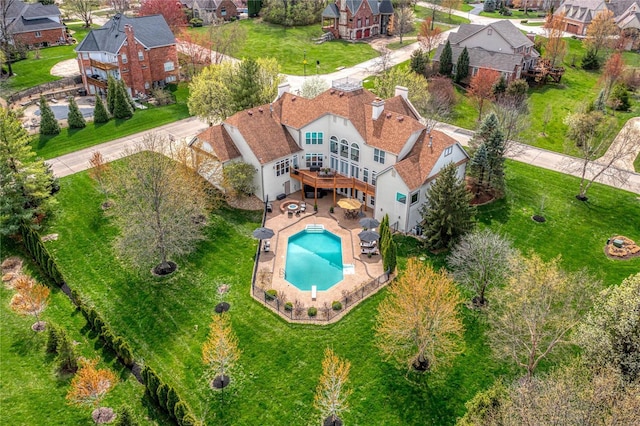 drone / aerial view with a residential view