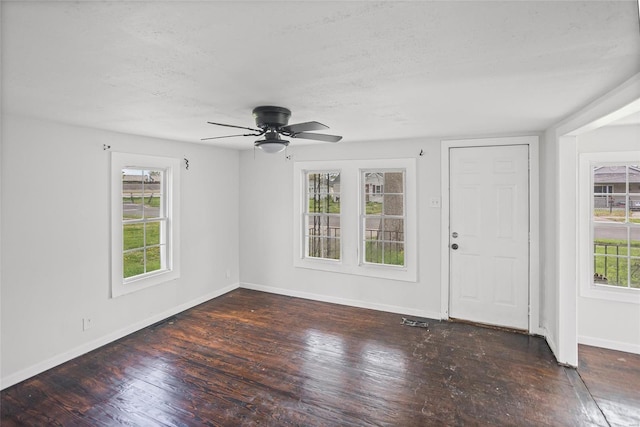 foyer featuring hardwood / wood-style floors, baseboards, and plenty of natural light