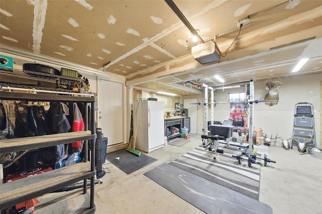 exercise area featuring a garage