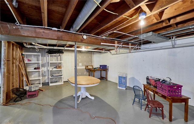 view of unfinished basement
