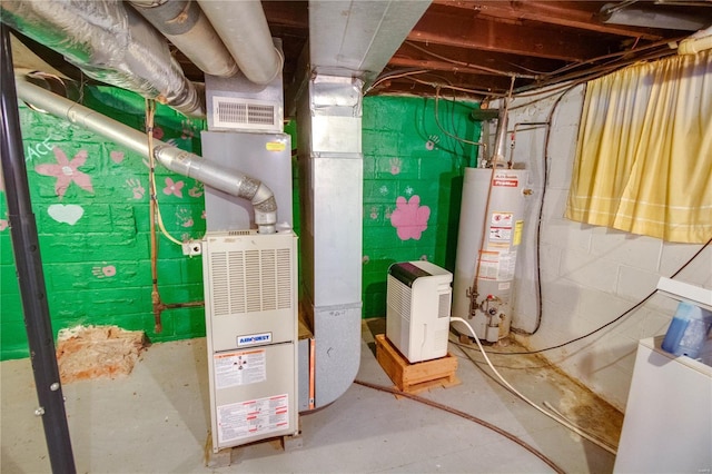utilities featuring visible vents and water heater