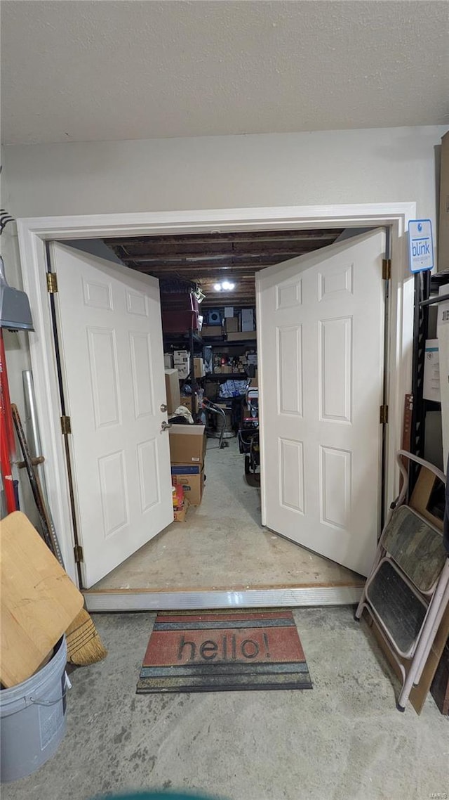 property entrance with a garage