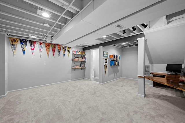 interior space featuring baseboards and visible vents