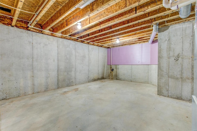 view of unfinished basement