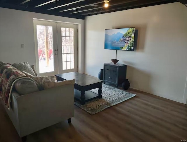 living area with wood finished floors