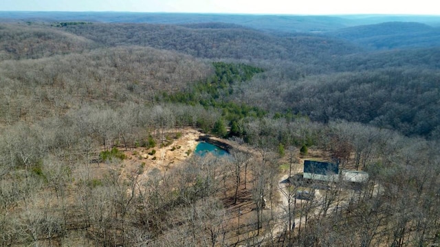 bird's eye view featuring a mountain view and a view of trees