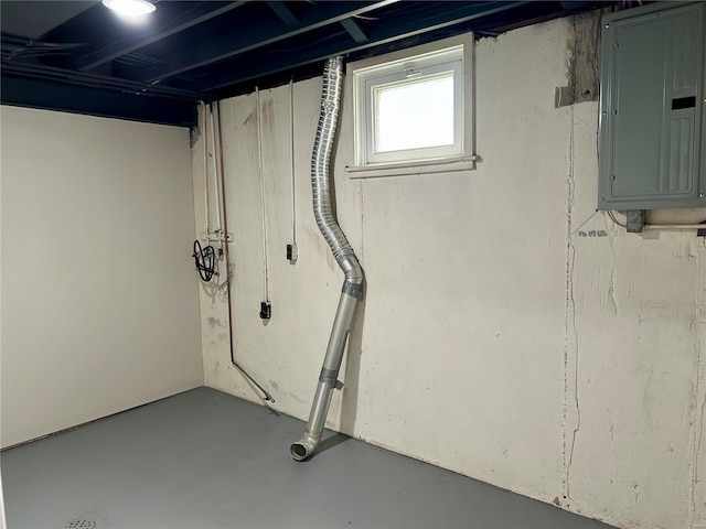 basement featuring electric panel