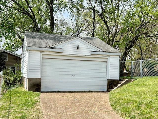 garage featuring fence