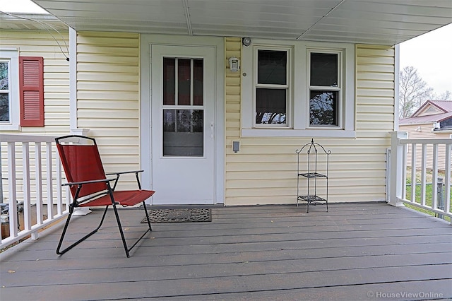wooden deck featuring a porch