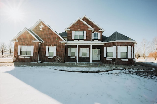 view of front of property with brick siding and a porch