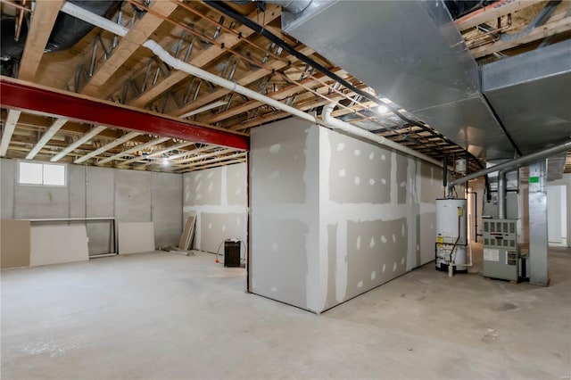 below grade area with water heater