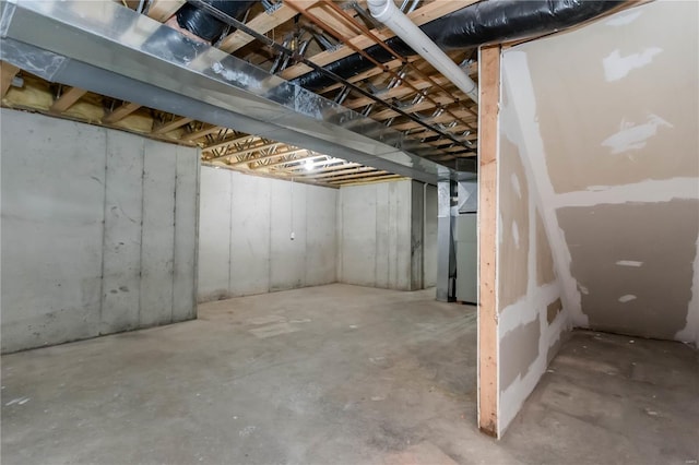 view of unfinished basement
