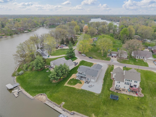 bird's eye view featuring a residential view and a water view