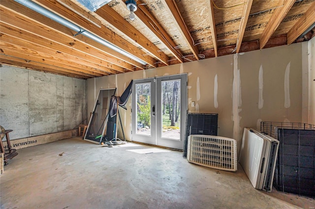 basement with french doors