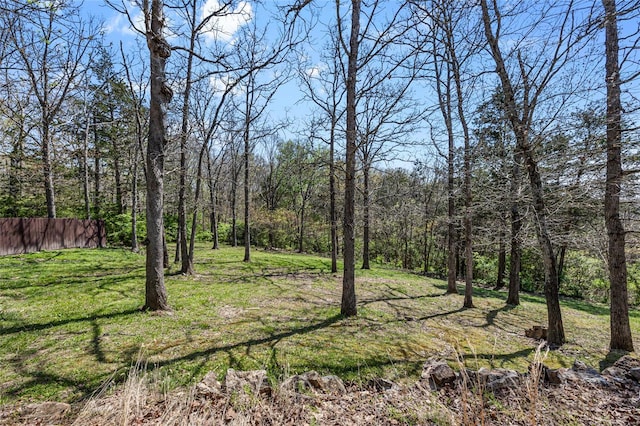 view of local wilderness featuring a forest view
