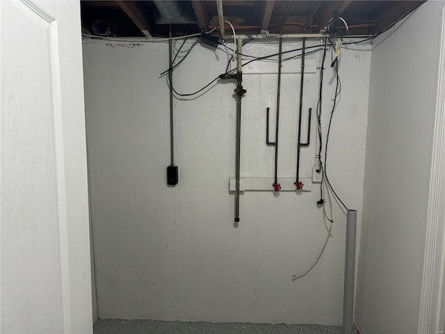 view of unfinished basement