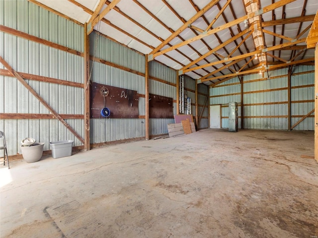 garage with metal wall