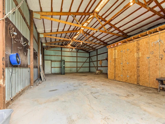 garage featuring metal wall