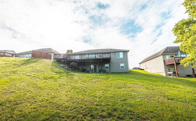 back of property featuring a yard